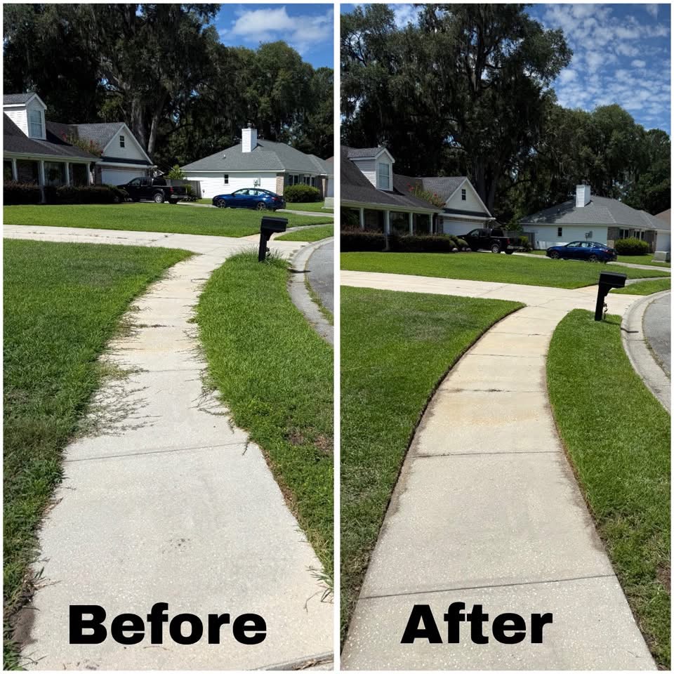 Walkway edging cleaned and restored