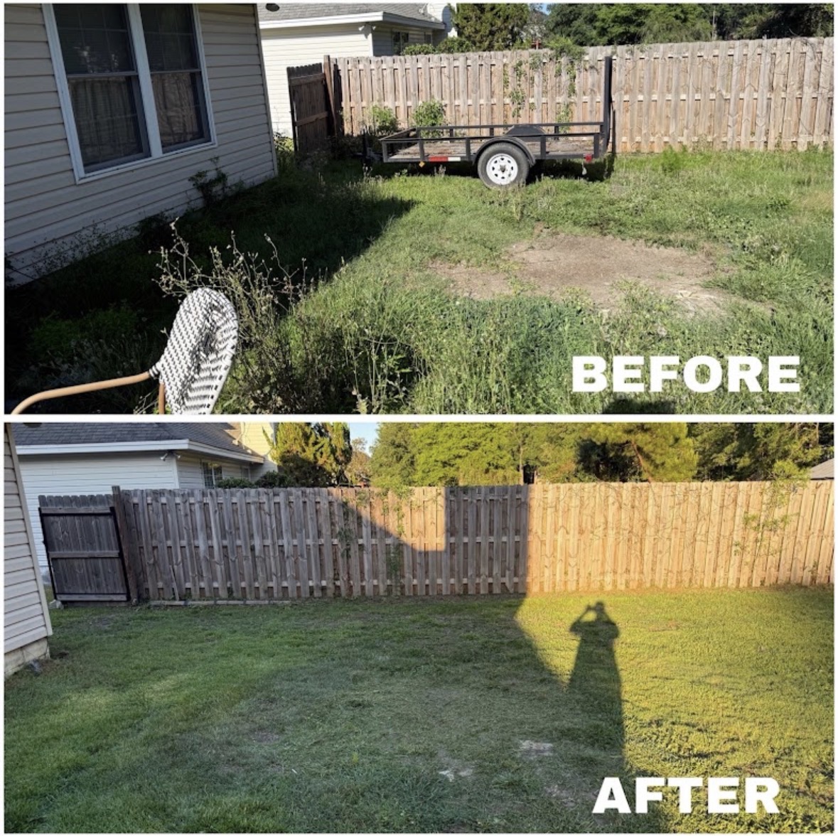 Side yard cleared and mowed